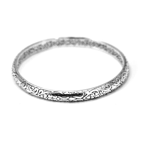 KASI Sterling Silver Heavy Ornate Filigree Carved Bangle Bracelet 267.00