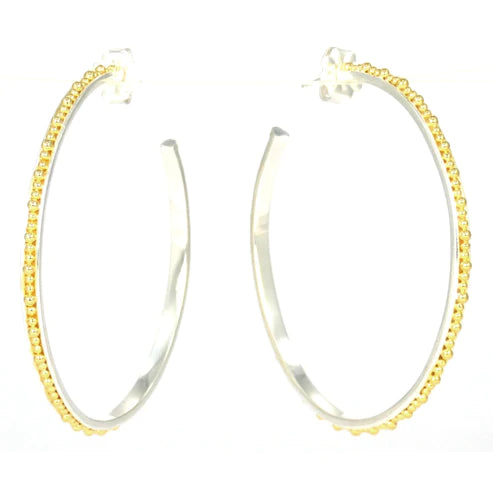 RAYA Hand Beaded Post Hoops With 18k Gold Vermeil 165.00