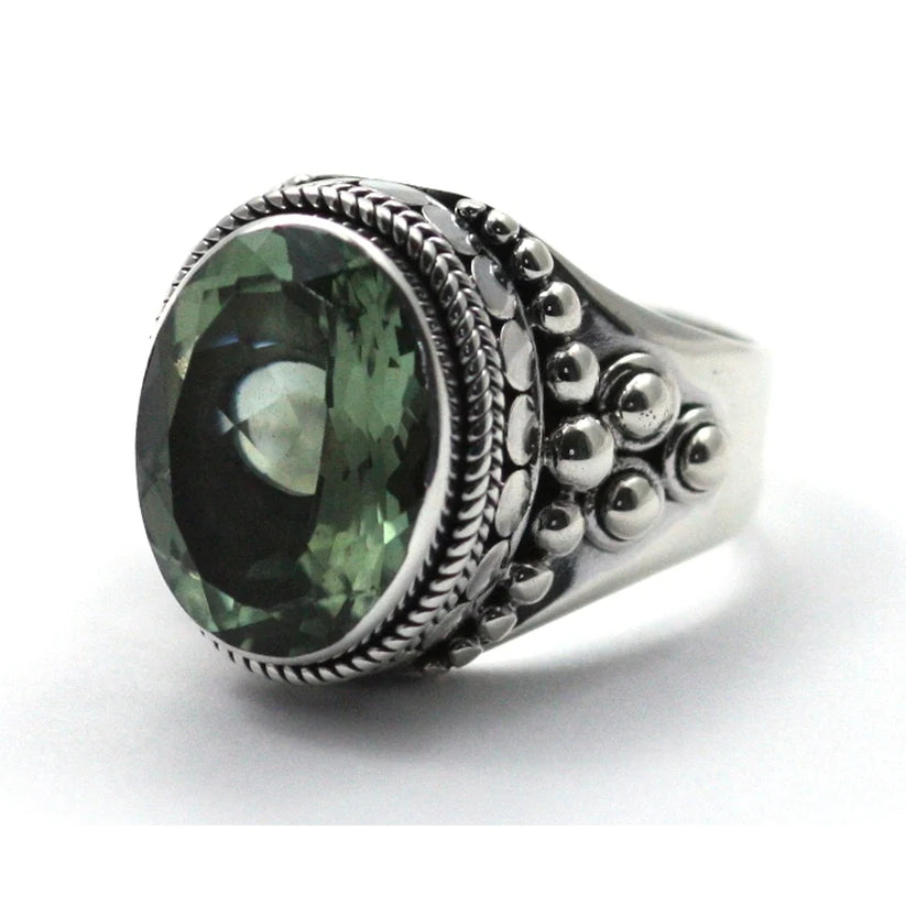 LIMITED Sterling Silver with Green Amethyst Ring Size 6 216.00