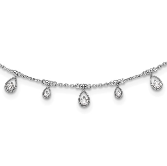 Sterling Silver CZ Dangle Necklace 320.00