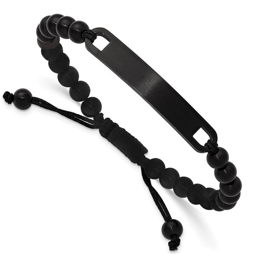 Men's Stainless Steel Brushed Black ID Bracelet 39.00