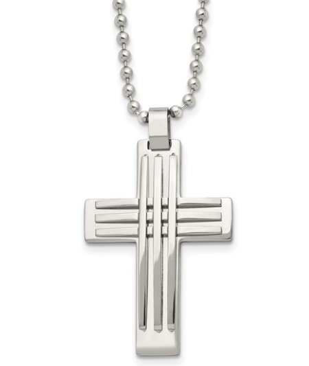 Men's Stainless Steel Polished Cross 22" Pendant 59.00