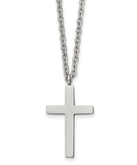 Men's Stainless Steel Polished Cross 18" Pendant 29.00