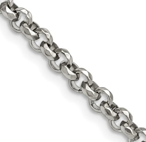 Men's Stainless Steel Polished and Textured Fancy Rolo 22" Chain 49.00