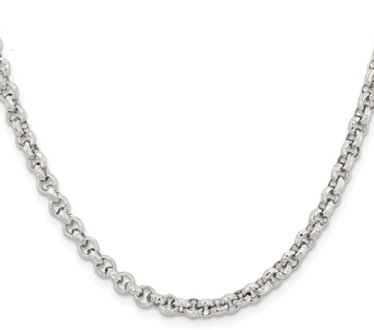 Men's Stainless Steel Polished and Textured Fancy Rolo 22" Chain 49.00