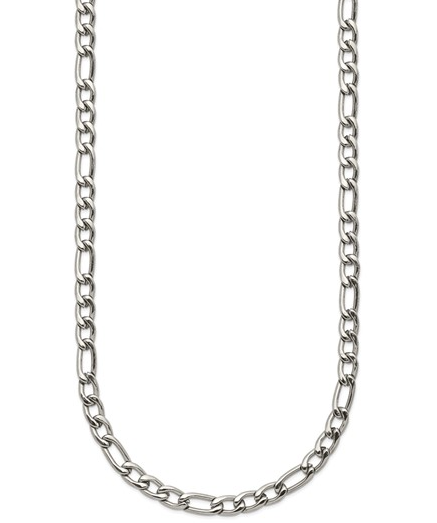 Men's Stainless Steel Polished 4mm 20" Figaro Chain 59.00