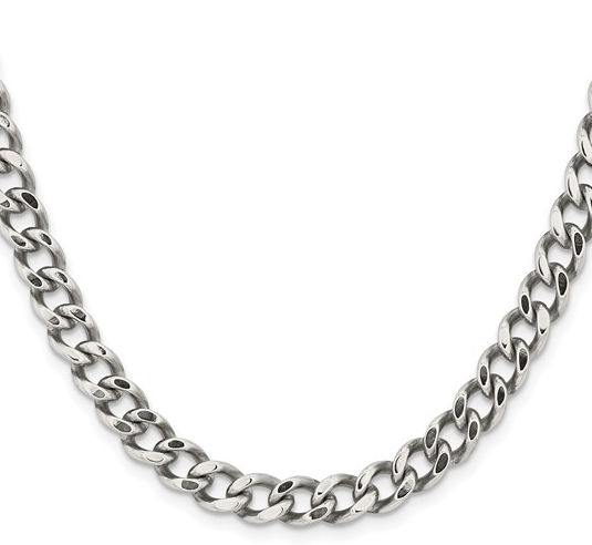 Men's Stainless Steel Polished 7.5mm 20" Curb Chain 59.00