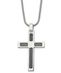 Men's Stainless Steel Brushed and Polished Cable Cross Pendant 24" 69.00
