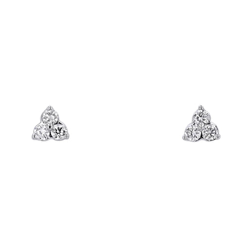 A pair of 14k gold diamond cluster earrings with friction backs, featuring a total of .13 carats.