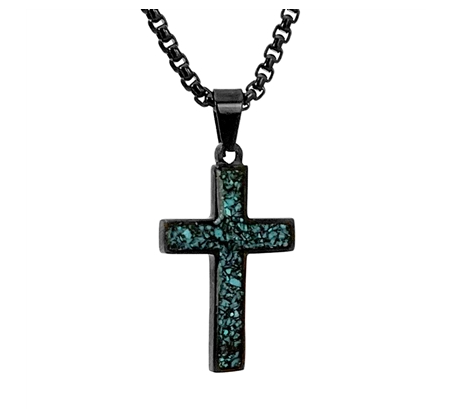 TURQUOISE CROSS I - BLACK 24" 150.00