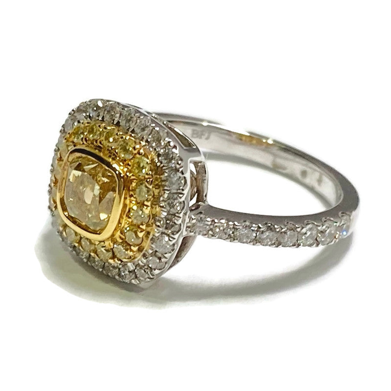 Canary Yellow & White Diamond Ring (Y .91ct W .5ct) Size 5.5-7.5