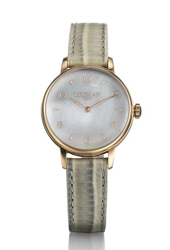 LOCMAN 1960 Lady's Three Hands Quartz S.S. Mother of Pearl Face Beige Leather 365.00