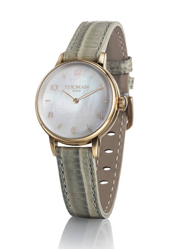 LOCMAN 1960 Lady's Three Hands Quartz S.S. Mother of Pearl Face Beige Leather 365.00