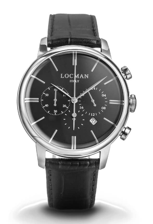 LOCMAN 1960 Chrono Quartz S.S. Sunray Black Leather Strap 475.00