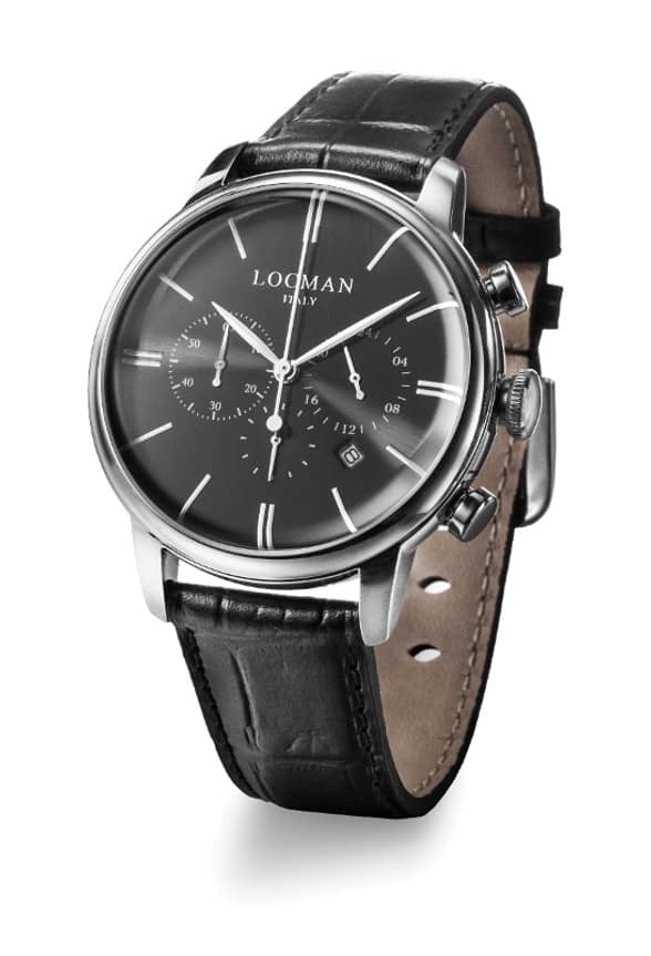 LOCMAN 1960 Chrono Quartz S.S. Sunray Black Leather Strap 475.00