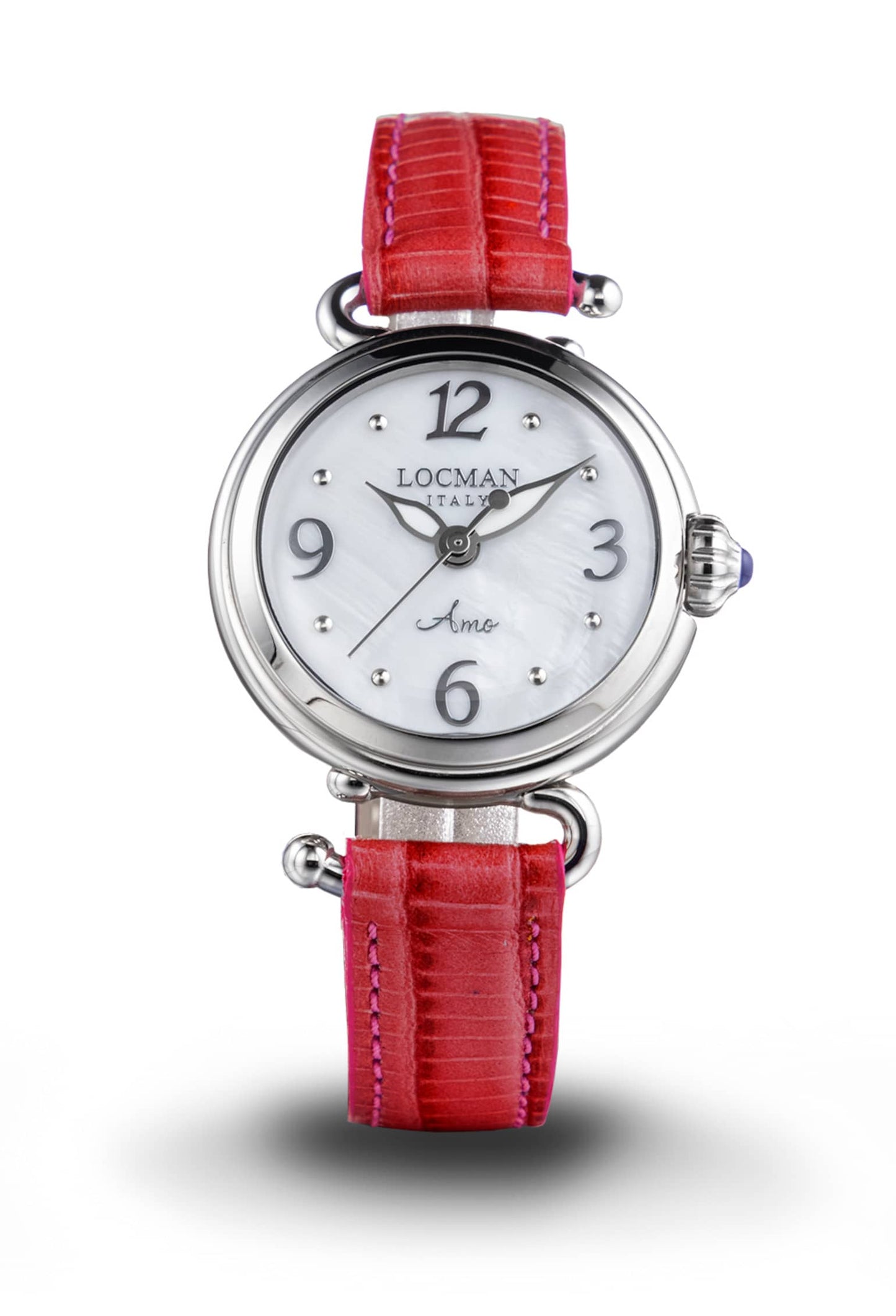 LOCMAN Amo Lady's Three Hand Quartz S.S. Titanium Red 420.00