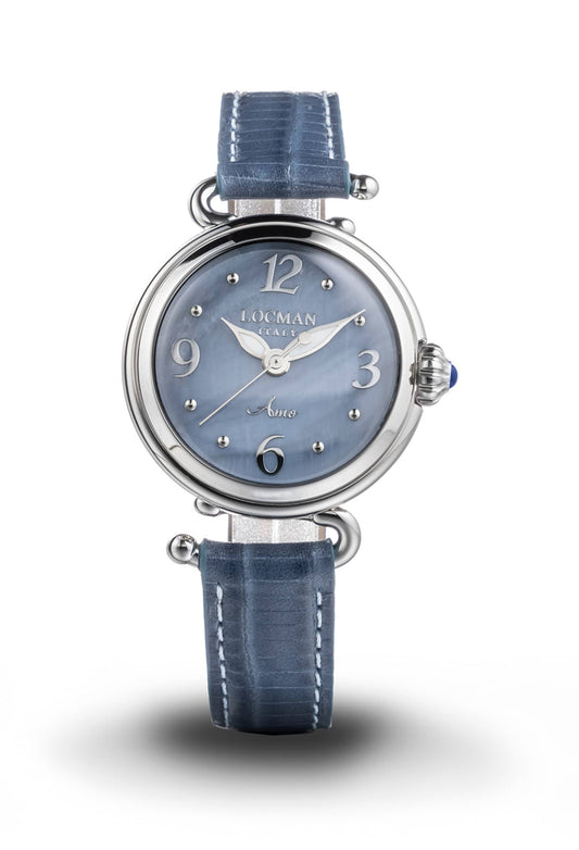 LOCMAN Amo Lady's Three Hand Quartz S.S. Titanium Blue 420.00