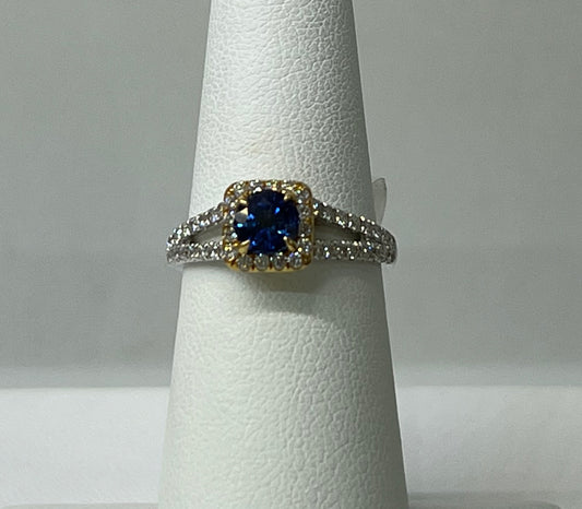 Sapphire & Diamond Two Tone Ring (S .63ct, D .45ct) Size 6.0-7.5 3,250.00